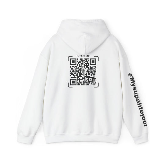QR Code Hoodie — 'Scan Me' Back Design with Branded Sleeve