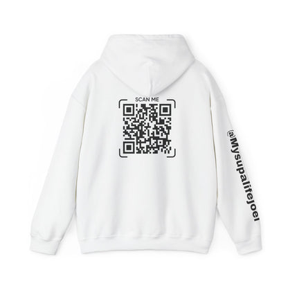 QR Code Hoodie — 'Scan Me' Back Design with Branded Sleeve