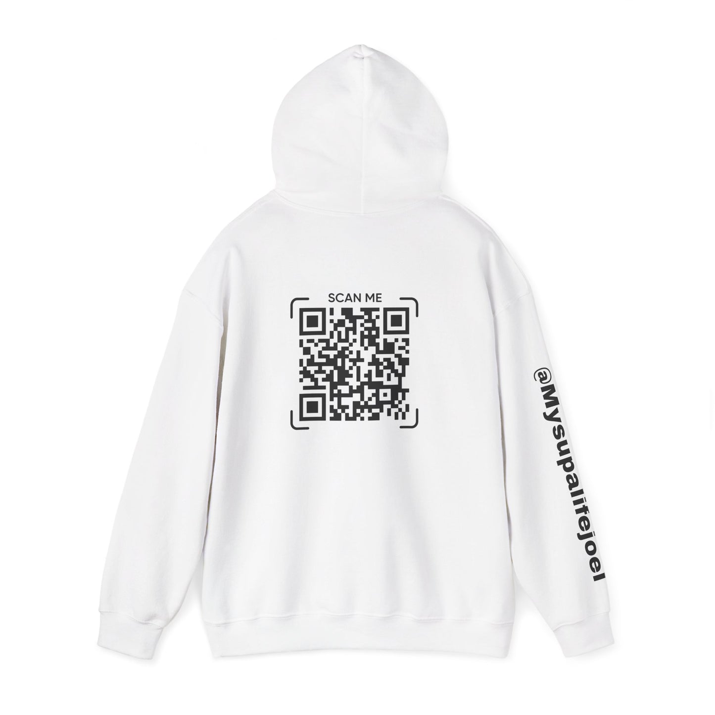 QR Code Hoodie — 'Scan Me' Back Design with Branded Sleeve