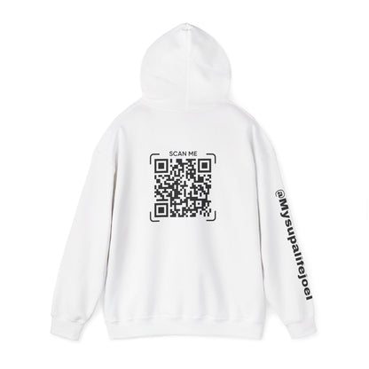 QR Code Hoodie — 'Scan Me' Back Design with Branded Sleeve