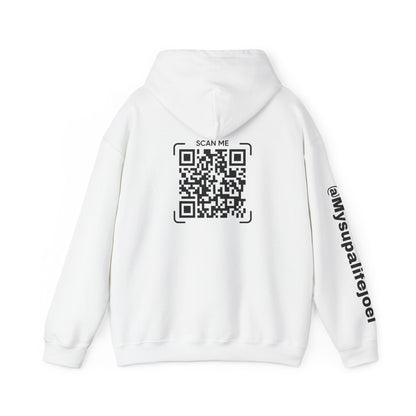 QR Code Hoodie — 'Scan Me' Back Design with Branded Sleeve